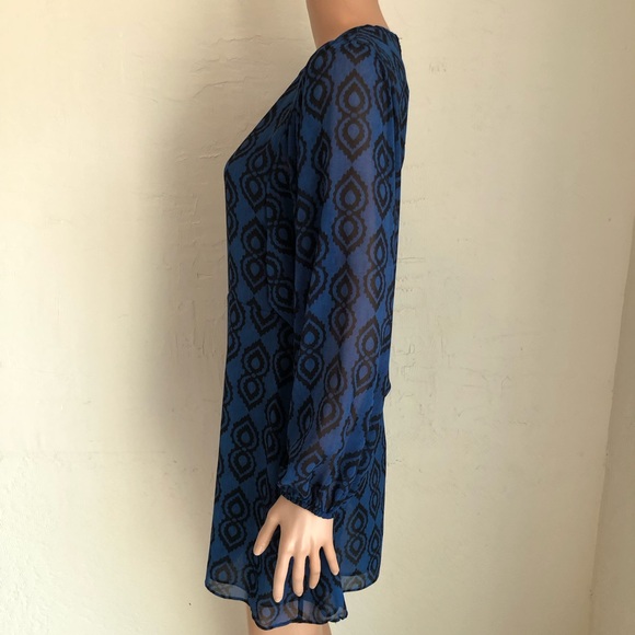Zara The Sadie Dress Blue/Black Floral Women’s Juniors Size L Chiffon Flare& Fit - Picture 3 of 16